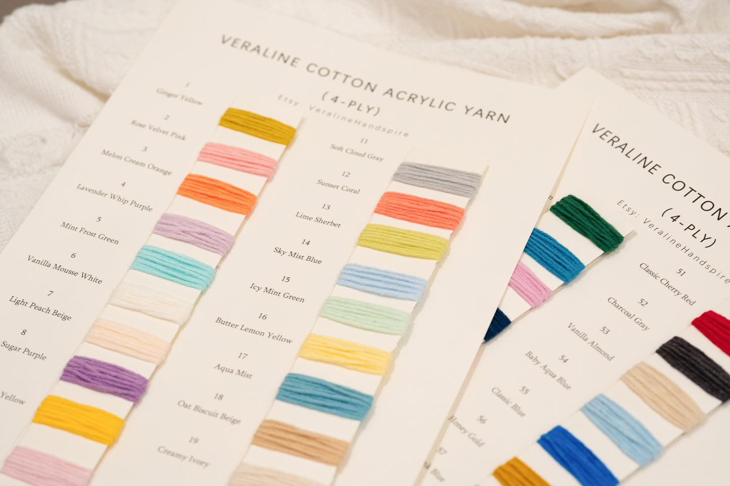 Premium Cotton Acrylic Yarn (4-Ply) Color Card