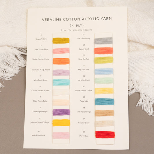 Premium Cotton Acrylic Yarn (4-Ply) Color Card