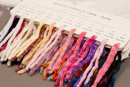 Velvety Chenille Yarn - Bulky Color Card