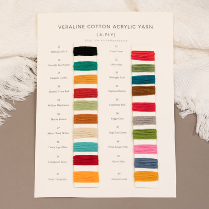 Premium Cotton Acrylic Yarn (4-Ply) Color Card