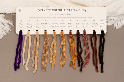 Velvety Chenille Yarn - Bulky Color Card
