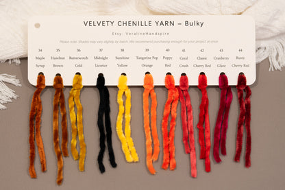 Velvety Chenille Yarn - Bulky Color Card