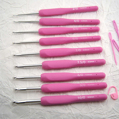Pink Crochet Tool Kit (9 Hooks)
