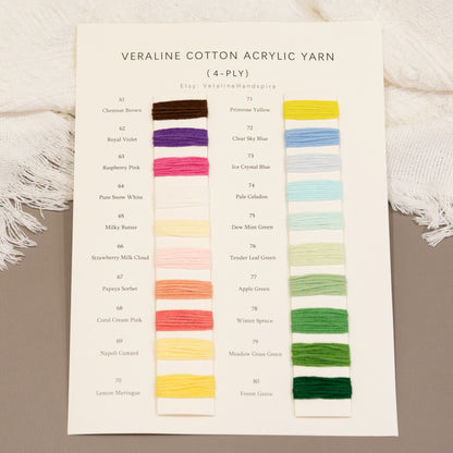 Premium Cotton Acrylic Yarn (4-Ply) Color Card