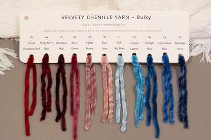 Velvety Chenille Yarn - Bulky Color Card