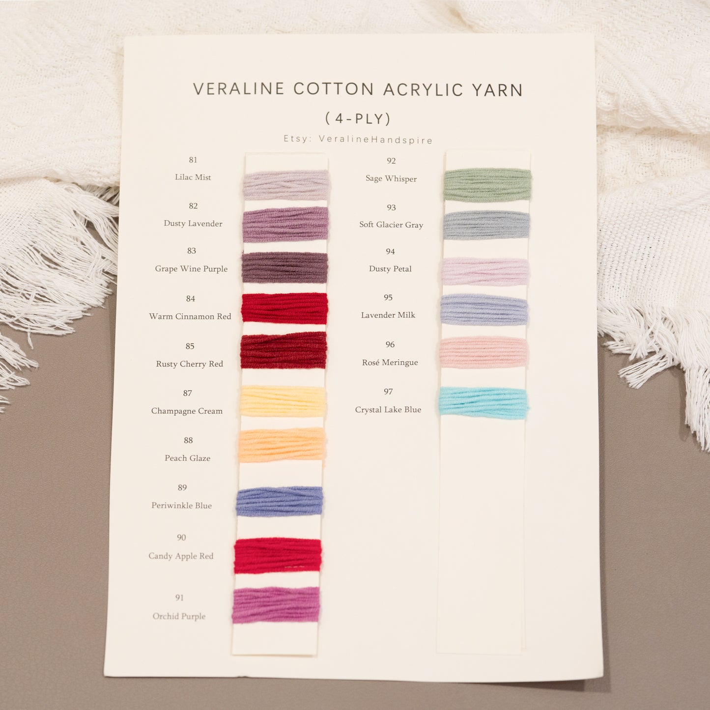 Premium Cotton Acrylic Yarn (4-Ply) Color Card
