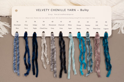 Velvety Chenille Yarn - Bulky Color Card
