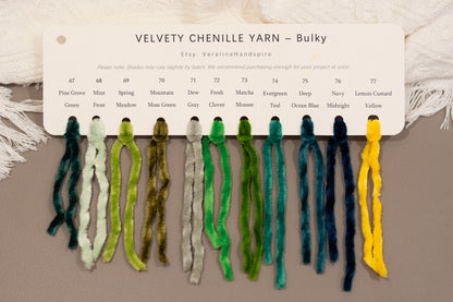 Velvety Chenille Yarn - Bulky Color Card