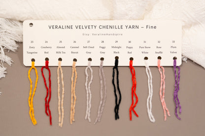 Velvety Chenille Yarn Color Card
