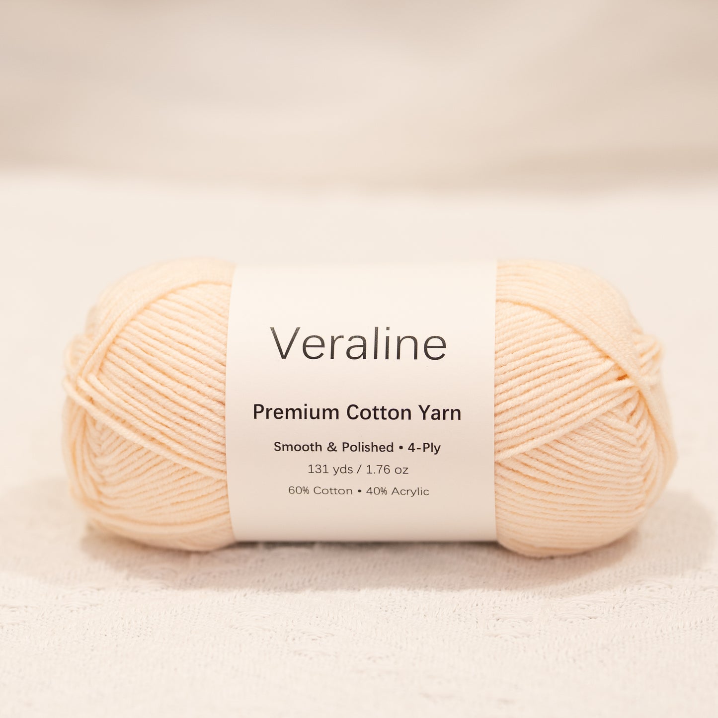 Light Peach Beige, soft beige cotton acrylic 4 ply fine weight yarn