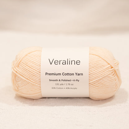 Light Peach Beige, soft beige cotton acrylic 4 ply fine weight yarn
