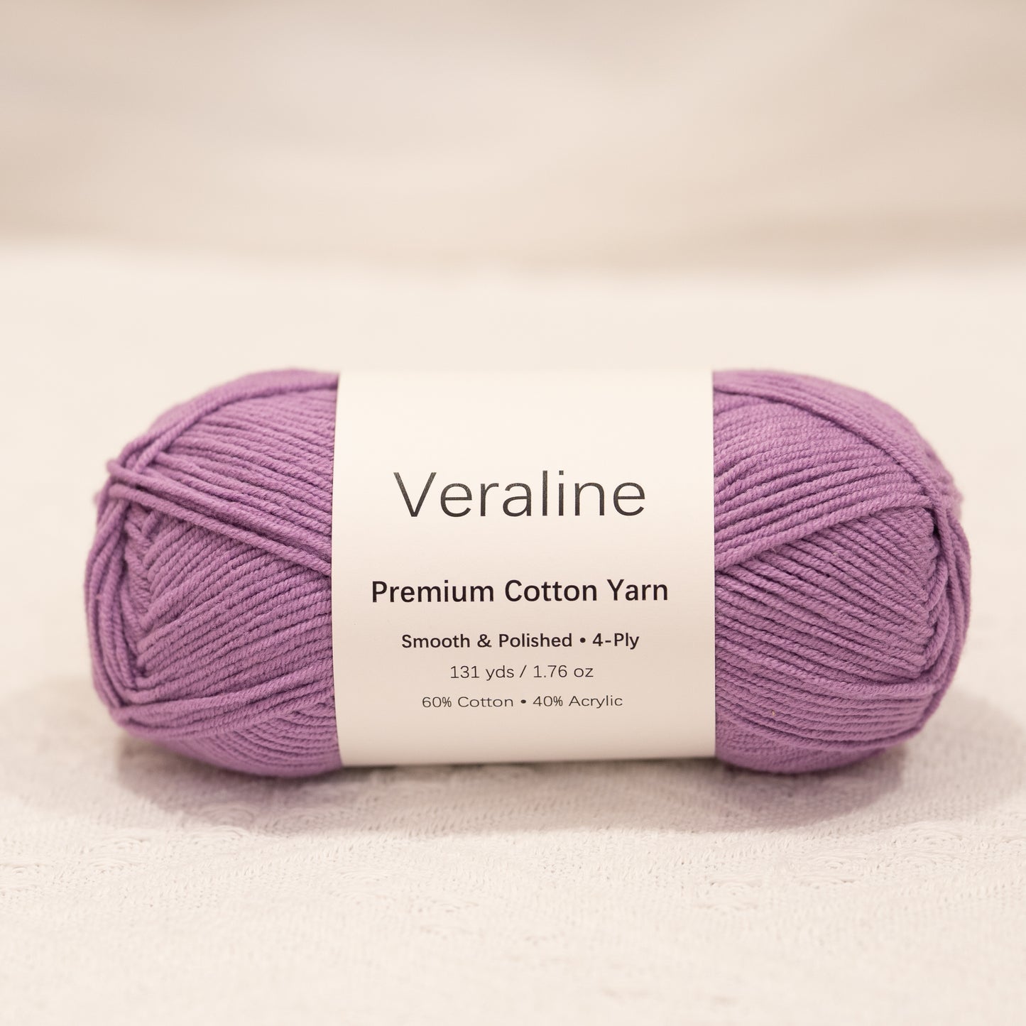 Plum Sugar Purple, medium purple cotton acrylic 4 ply fine weight yarn