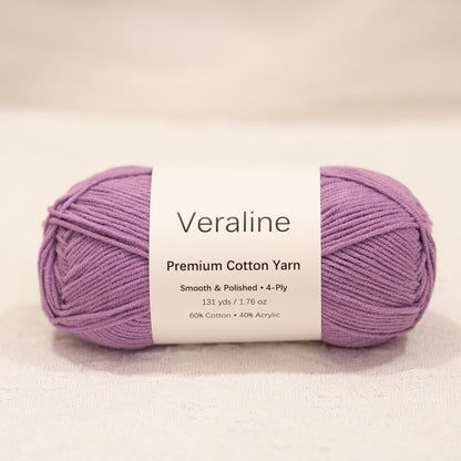 Plum Sugar Purple, medium purple cotton acrylic 4 ply fine weight yarn
