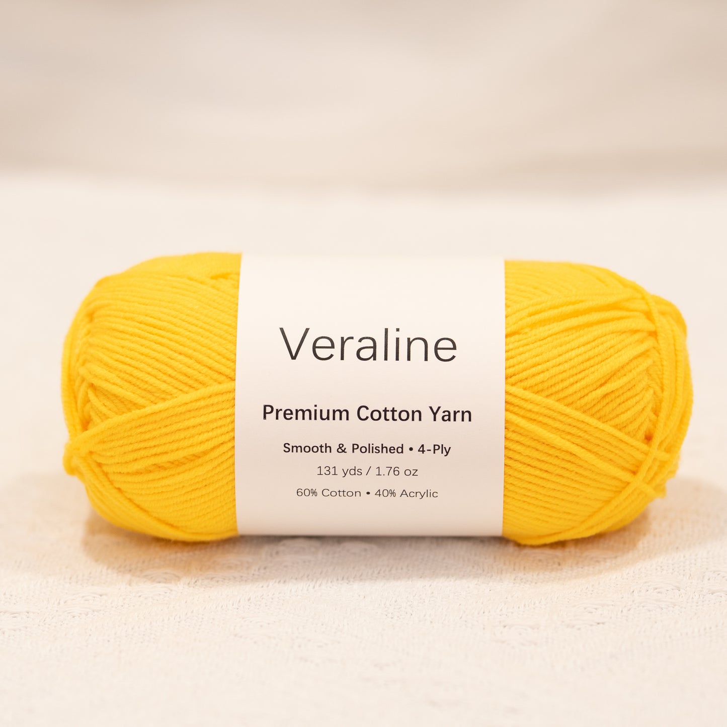 Lemon Custard, bright yellow cotton acrylic 4 ply fine weight yarn