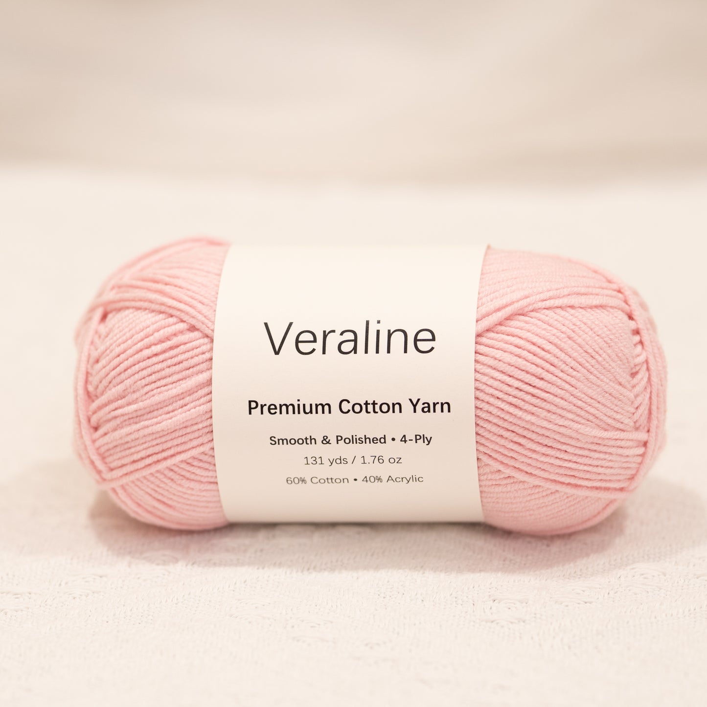 Baby Blush Pink, pale pink cotton acrylic 4 ply fine weight yarn