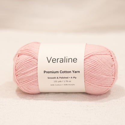Baby Blush Pink, pale pink cotton acrylic 4 ply fine weight yarn