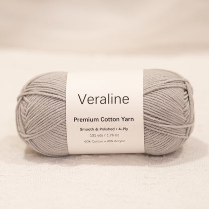 Soft Cloud Gray, light gray cotton acrylic 4 ply fine weight yarn