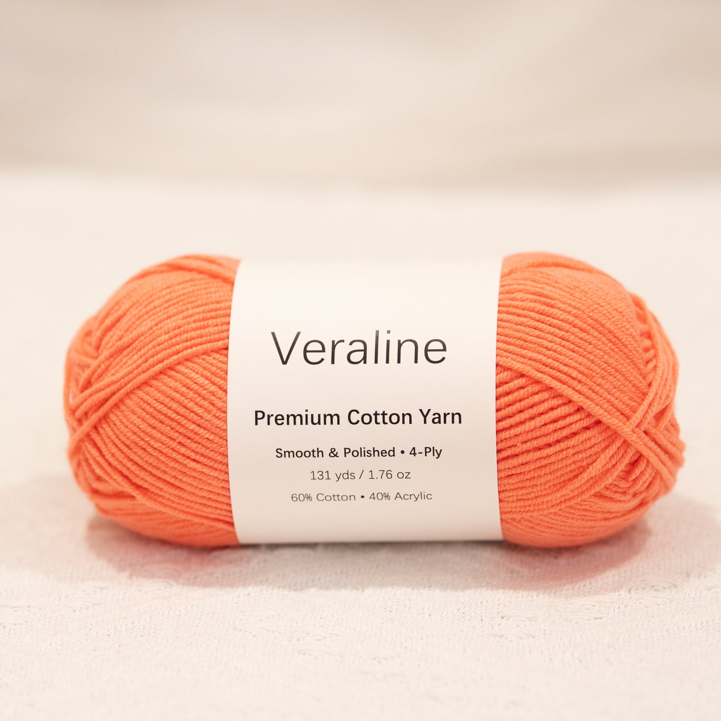 Sunset Coral, bright orange cotton acrylic 4 ply fine weight yarn