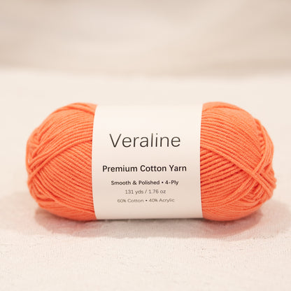 Sunset Coral, bright orange cotton acrylic 4 ply fine weight yarn