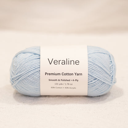 Sky Mist Blue, soft blue cotton acrylic 4 ply fine weight yarn