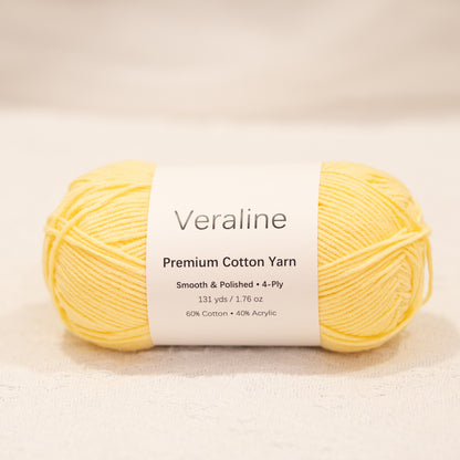 Butter Lemon, pale yellow cotton acrylic 4 ply fine weight yarn