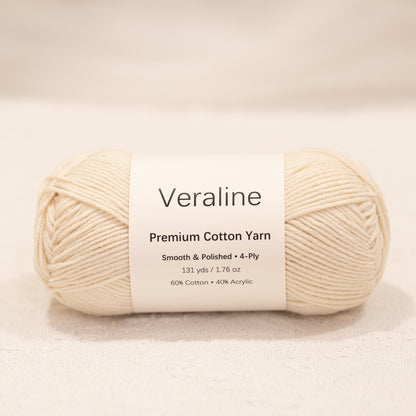 Creamy Ivory, ivory white cotton acrylic 4 ply fine weight yarn
