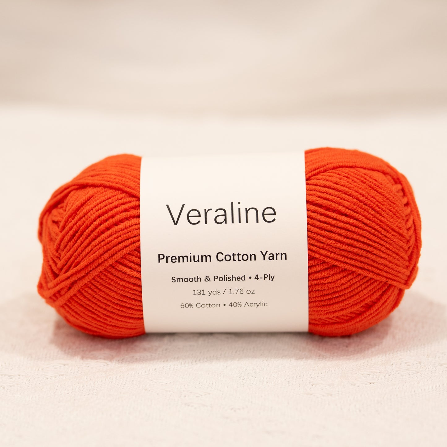 Poppy Red, bright red cotton acrylic 4 ply fine weight yarn