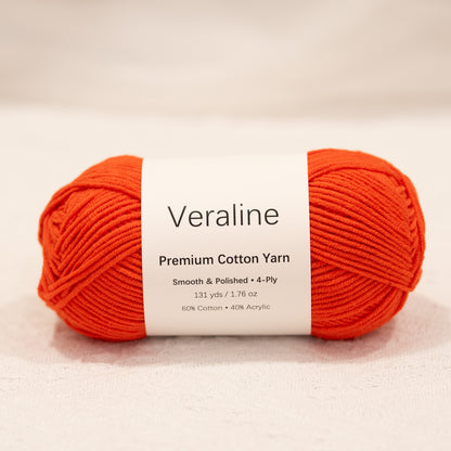 Poppy Red, bright red cotton acrylic 4 ply fine weight yarn