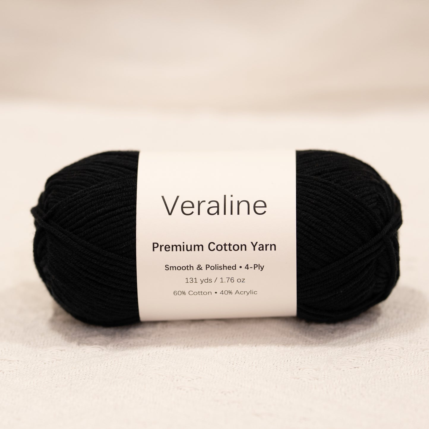 Midnight Black, deep black cotton acrylic 4 ply fine weight yarn