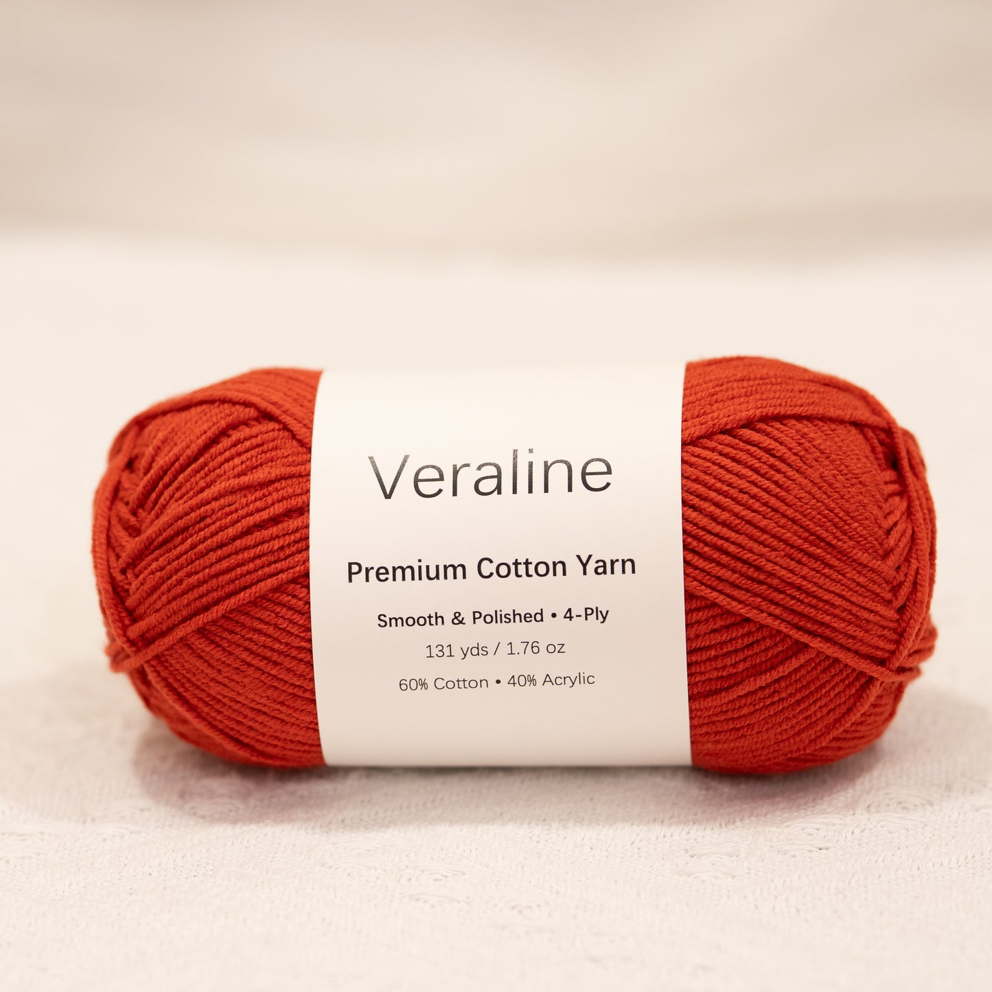 Blushed Terra Red, muted red cotton acrylic 4 ply fine weight yarn