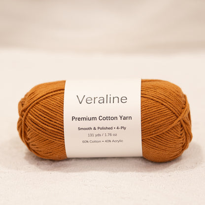 Mocha Brown, warm brown cotton acrylic 4 ply fine weight yarn