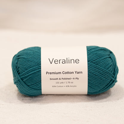 Midnight Teal, deep teal cotton acrylic 4 ply fine weight yarn