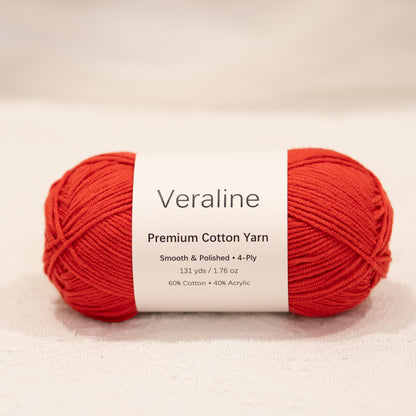 Cranberry Red, deep red cotton acrylic 4 ply fine weight yarn