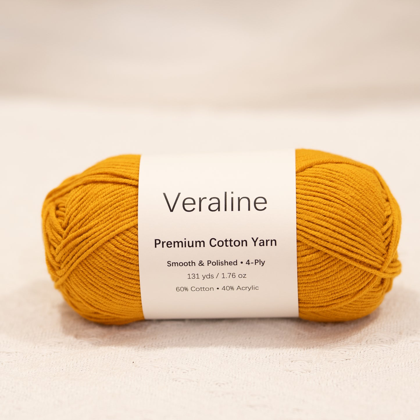 Autumn Gold, golden yellow cotton acrylic 4 ply fine weight yarn