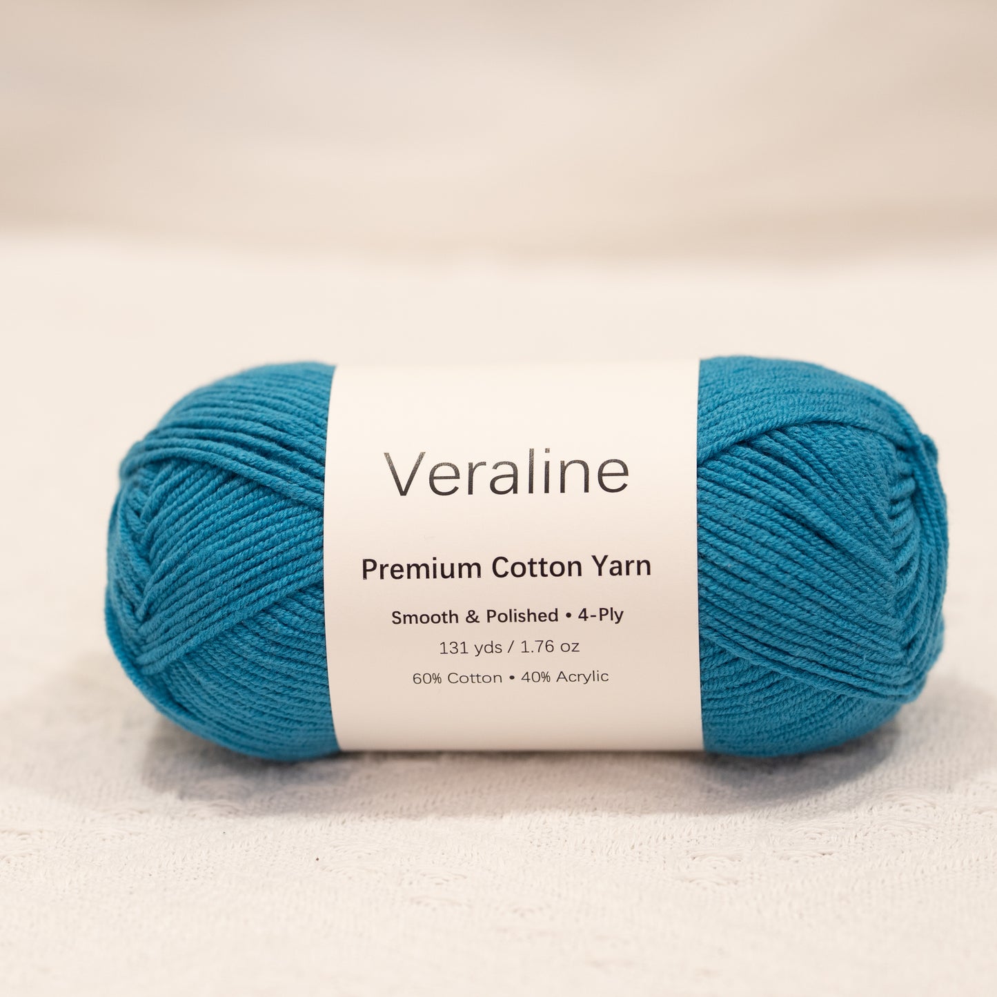 Peacock Blue, rich blue cotton acrylic 4 ply fine weight yarn