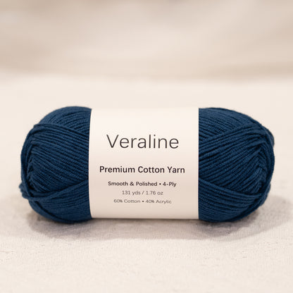 Indigo Night, deep blue cotton acrylic 4 ply fine weight yarn