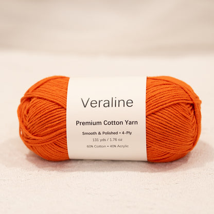 Brick Orange, warm orange cotton acrylic 4 ply fine weight yarn