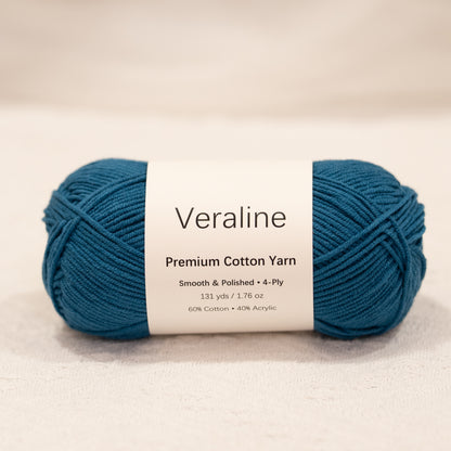 Capri Ocean Blue, bright blue cotton acrylic 4 ply fine weight yarn
