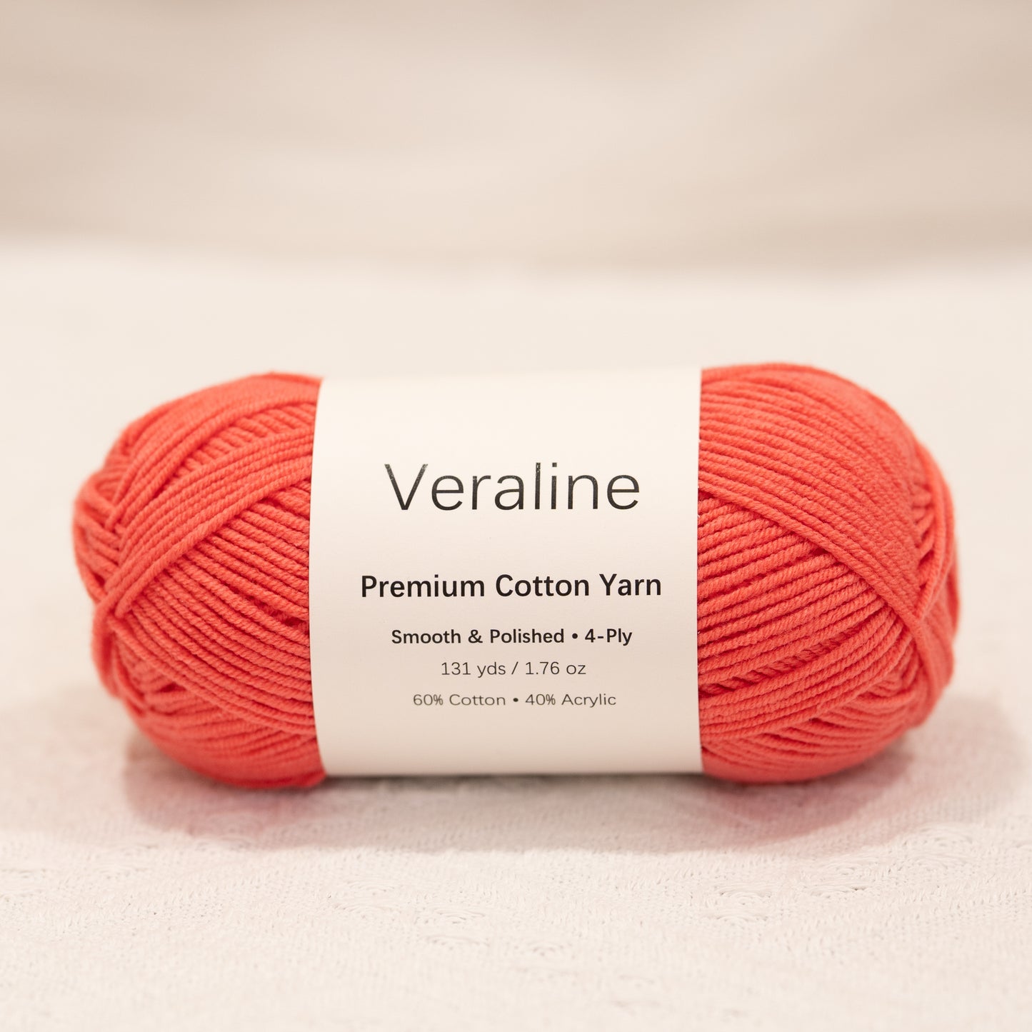 Watermelon Red, vivid red cotton acrylic 4 ply fine weight yarn