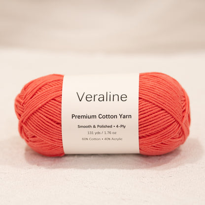 Watermelon Red, vivid red cotton acrylic 4 ply fine weight yarn