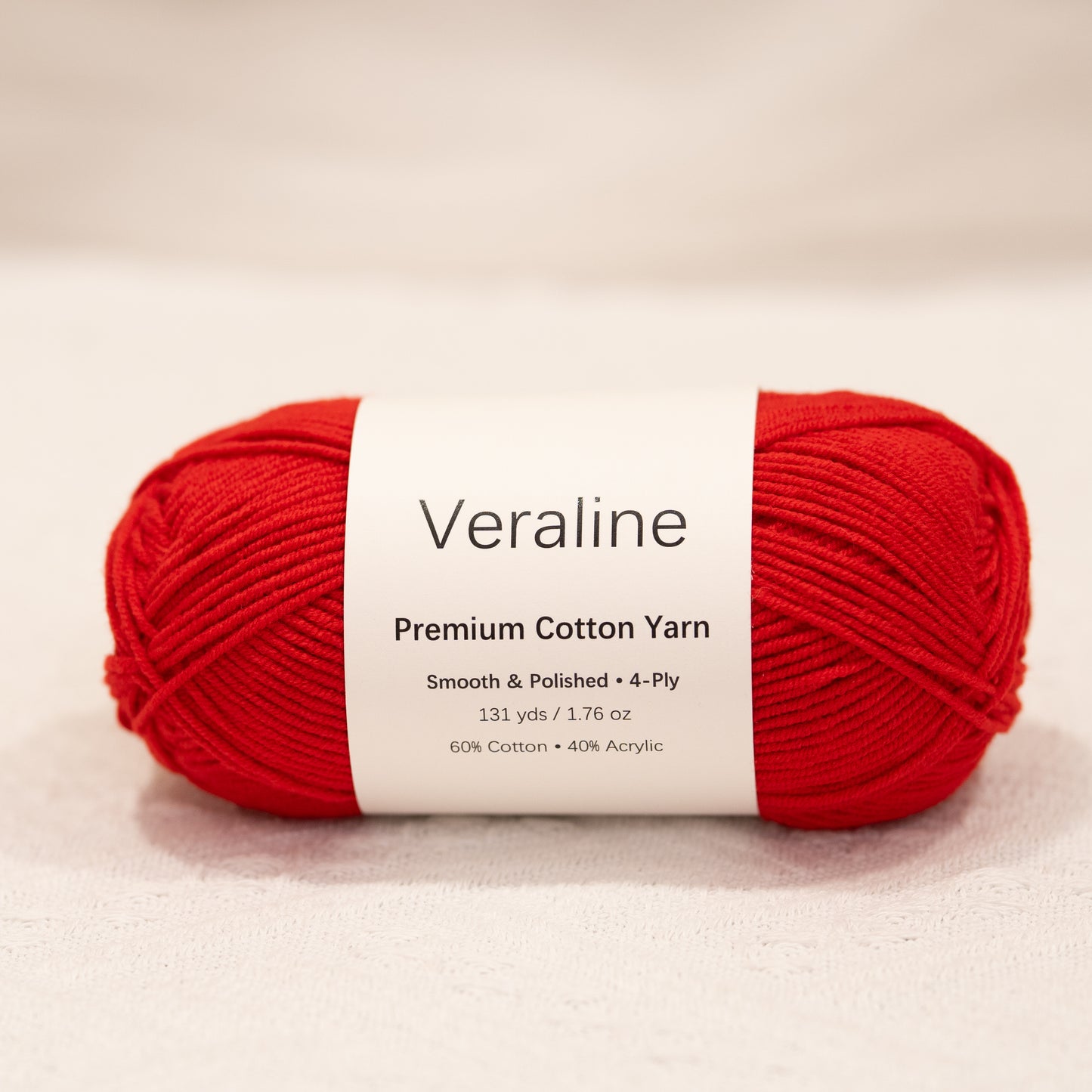 Classic Cherry, classic red cotton acrylic 4 ply fine weight yarn