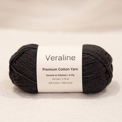 Charcoal Gray, dark gray cotton acrylic 4 ply fine weight yarn