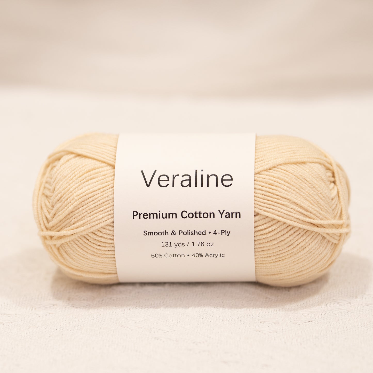 Vanilla Almond, warm cream cotton acrylic 4 ply fine weight yarn