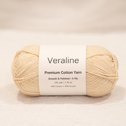Vanilla Almond, warm cream cotton acrylic 4 ply fine weight yarn