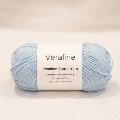 Baby Aqua Blue, pale blue cotton acrylic 4 ply fine weight yarn