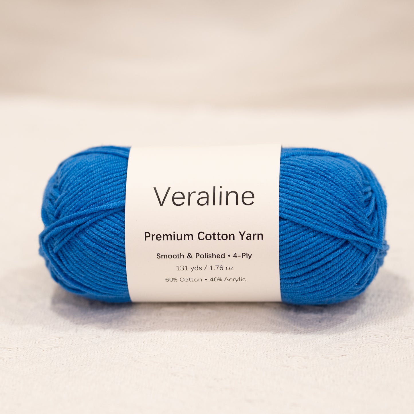 Classic Blue, medium blue cotton acrylic 4 ply fine weight yarn