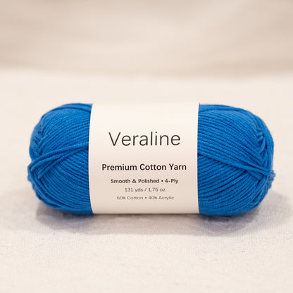 Classic Blue, medium blue cotton acrylic 4 ply fine weight yarn