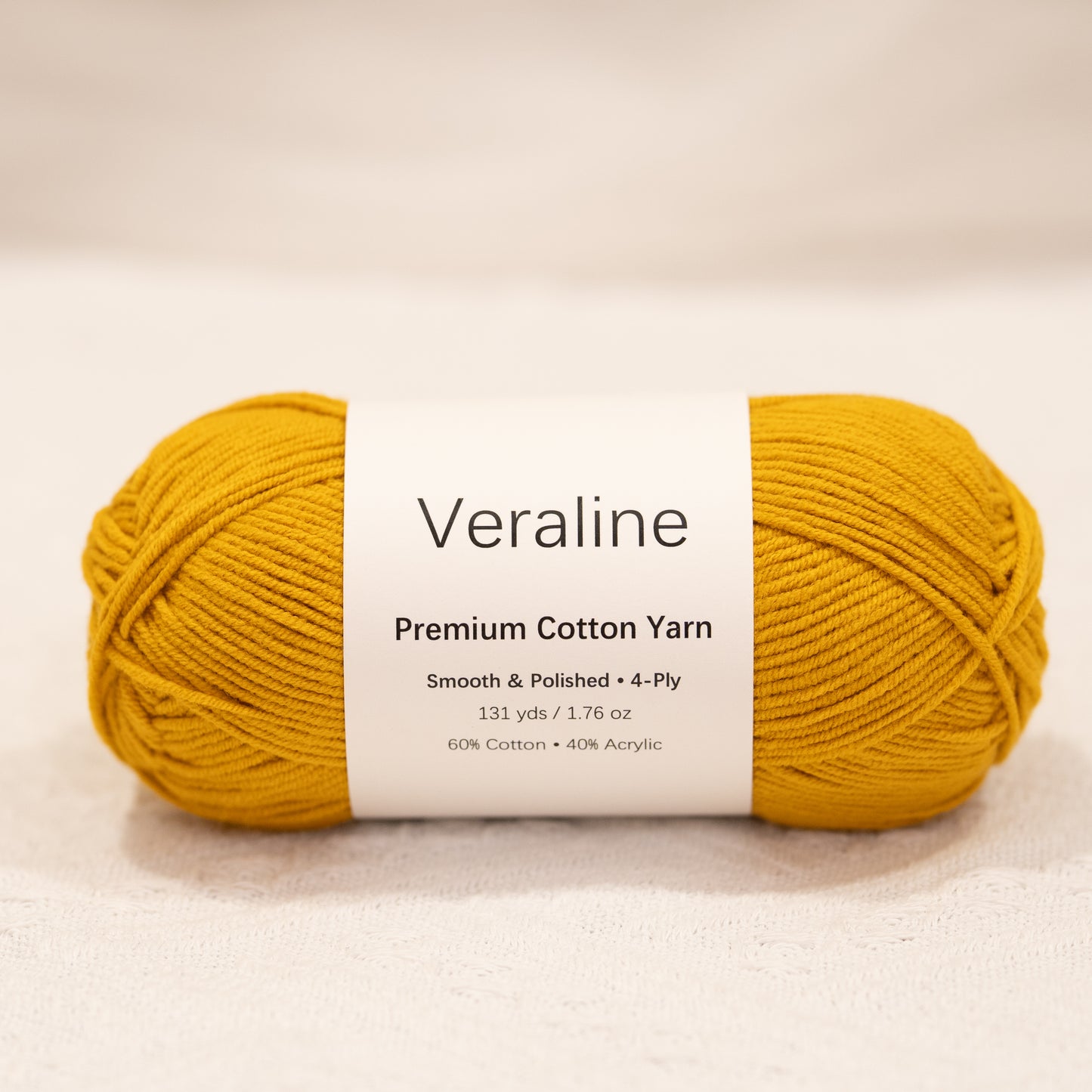 Honey Gold, warm yellow cotton acrylic 4 ply fine weight yarn