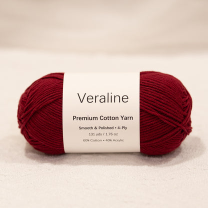 Wine Berry Red, deep red cotton acrylic 4 ply fine weight yarn