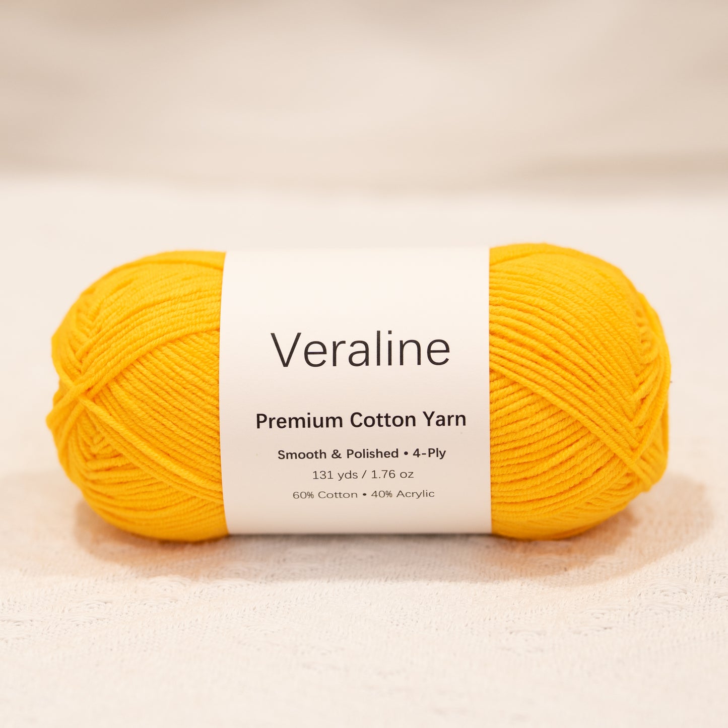 Sunshine Yellow, bright yellow cotton acrylic 4 ply fine weight yarn